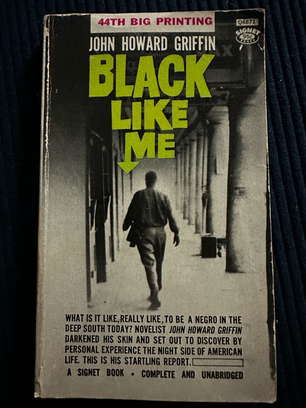 John Howard Griffin "Black Like Me" Vintage Paperback - Green & Black Cover